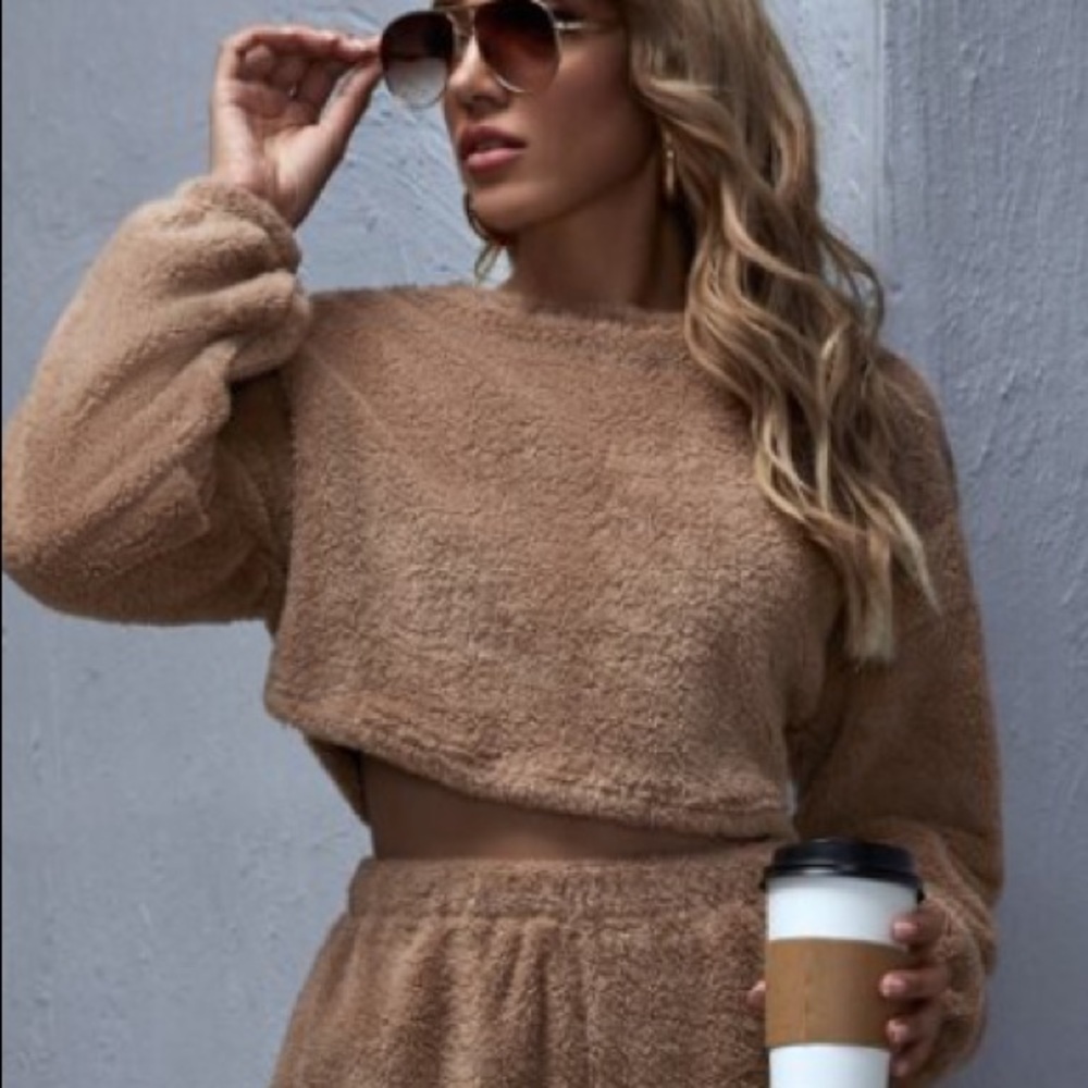 Shein cropped teddy top